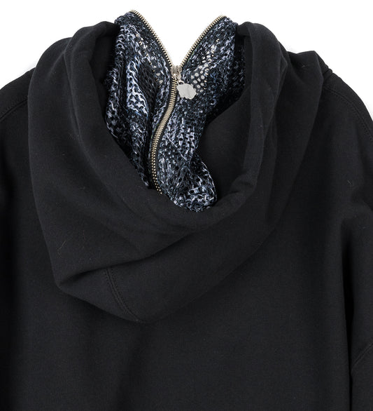 DOG MESH ZIP HOODIE BLACK