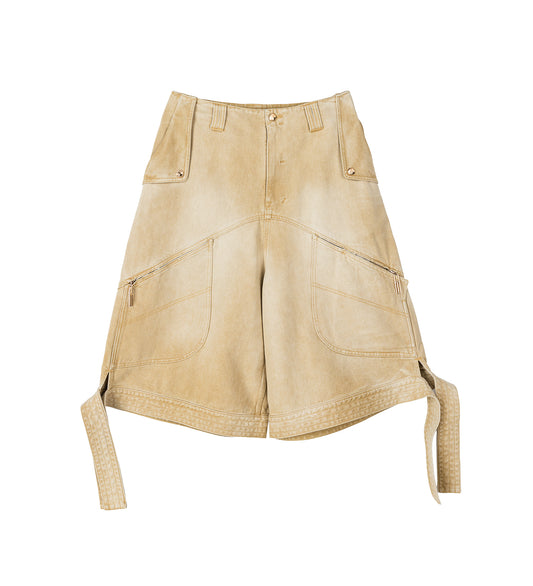BECKHAM CARGO DENIM SHORTS COKE TAN