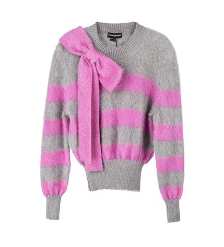 CLASSIC FRENCH KNITTED LONGSLEEVE JUMPER GREY/LILAC