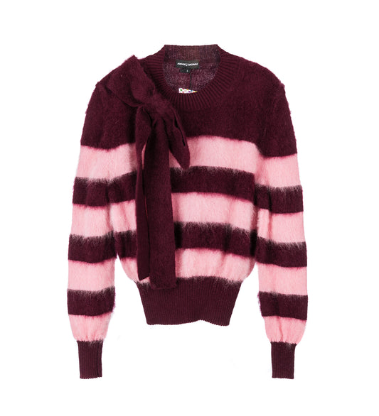 CLASSIC FRENCH KNITTED LONGSLEEVE JUMPER WINE/ROSE