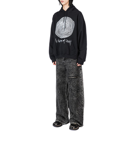 DENIM PANTS W ZIP POCKET ACID WASH BLACK