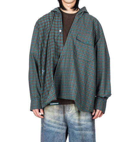 RUS TWIST HOODED SHIRT TERRAIN GREEN PLAID
