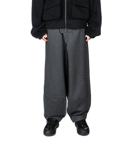LAMAR ZIP CARROT WIDE TROUSERS ASH GREY