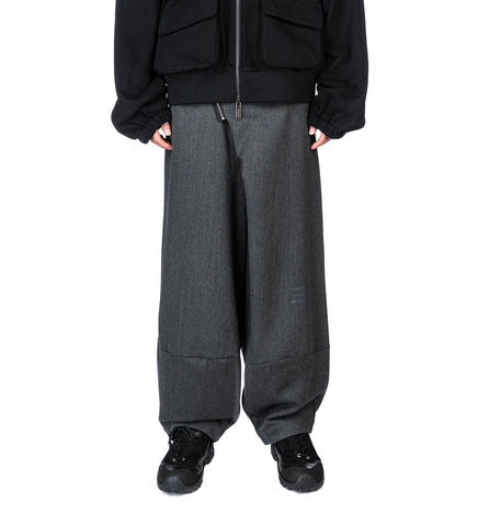 LAMAR ZIP CARROT WIDE TROUSERS ASH GREY