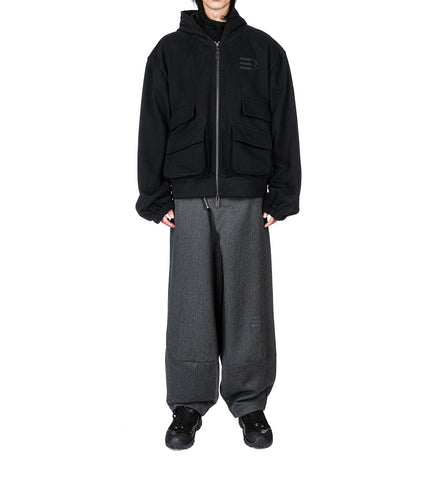 LAMAR ZIP CARROT WIDE TROUSERS ASH GREY