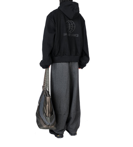 LAMAR ZIP CARROT WIDE TROUSERS ASH GREY