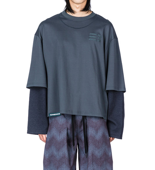 MAYO OVERSIZED GLOBE DOUBLE SLEEVE TEE DEPTH BLUE