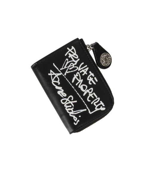 COMPACT ZIP WALLET HANDWRITTEN BLACK