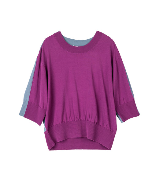 ZAFAR KNITTED TOP CHINESE PURPLE/DUSTY BLUE