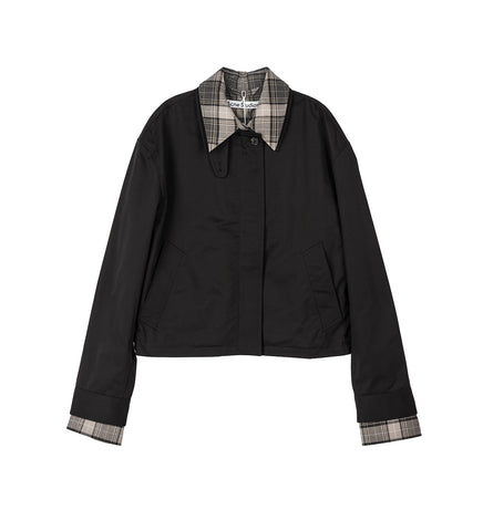 ODOSSA TWILL TRENCH CO GABAARDINE CHECK BLACK