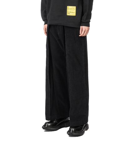 RECODED BY AALTO SPLIT PLEAT TAILOR TROUSERS BLACK