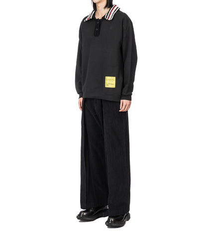 RECODED BY AALTO SPLIT PLEAT TAILOR TROUSERS BLACK