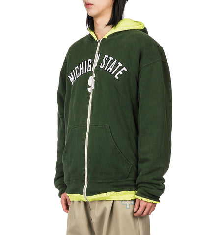 RECODED BY AALTO DOUBLE NYLON ZIP HOODIE YELLOW