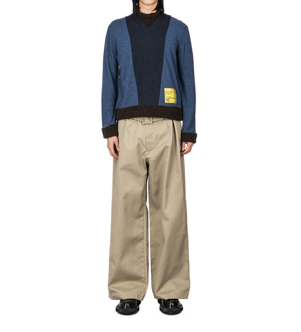 RECODED BY AALTO KNIT PATCHWORK MOCK NECK NAVY