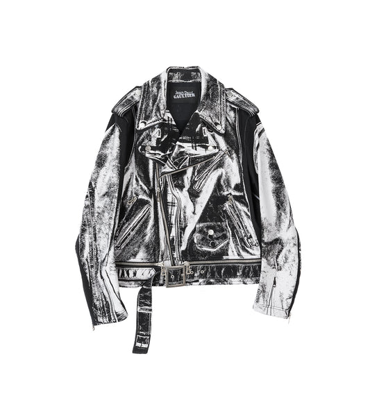 COTTON BONDED CANVAS PERFECTO PRINTED "TROMPE L'OEIL PERFECTO" BLACK/WHITE