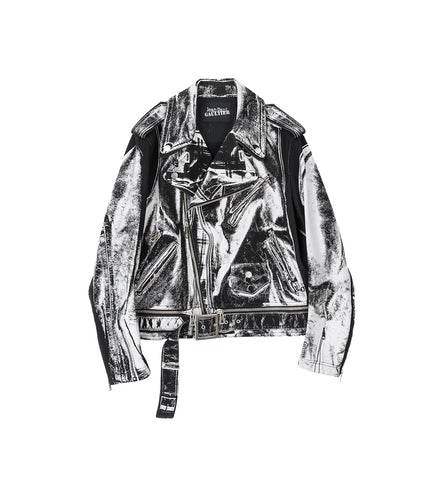 COTTON BONDED CANVAS PERFECTO PRINTED "TROMPE L'OEIL PERFECTO" BLACK/WHITE