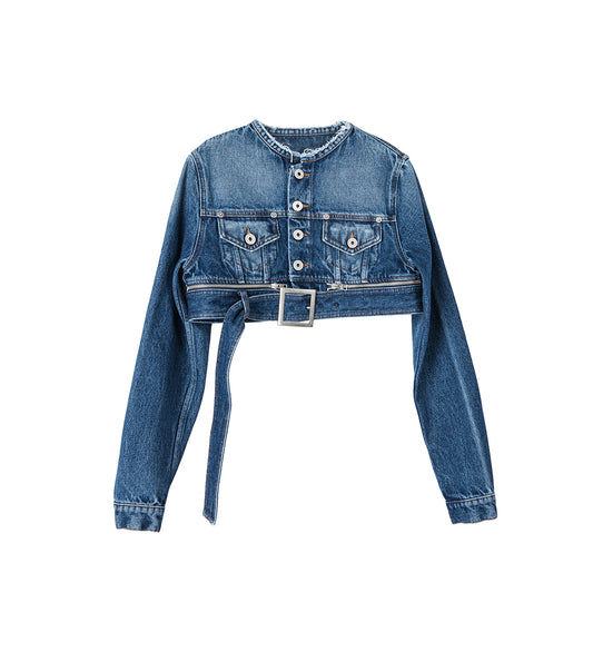 SUPER CROPPED DENIM JACKET VINTAGE BLUE