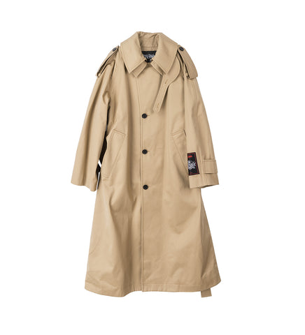 COTTON TWILL DECONSTRUCTED TRENCH WITH BODY DETAILS BEIGE