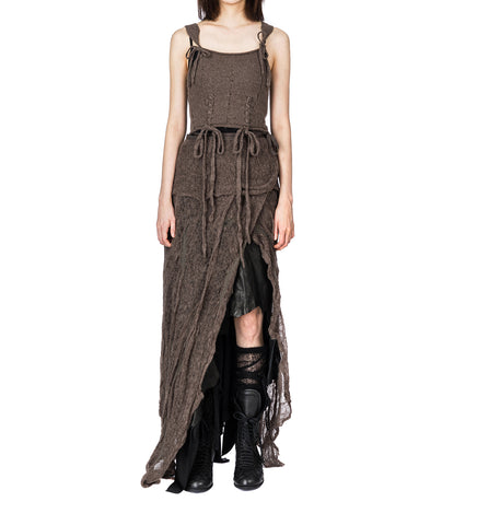 ALWINA CROPPED KNITTED SLIP TOP WITH LACED UP DETAIL BEAVER