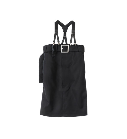 WOOL TAILORED SHORT DRESS WITH SUSPENDER BLACK