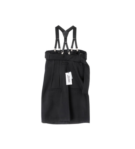 WOOL TAILORED SHORT DRESS WITH SUSPENDER BLACK