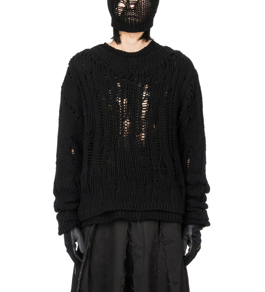 NETTED DOUBLE LAYER SWEATER BLACK