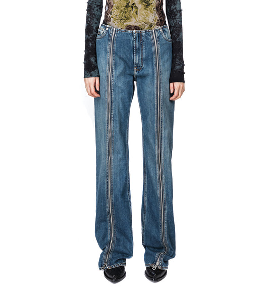 DENIM FRONT ZIPPED TROUSER VINTAGE BLUE