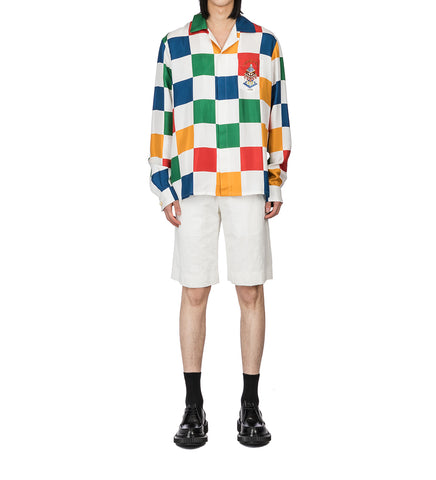 CASABLANCA CUBAN COLLAR LONGSLEEVE SHIRT CASABLANCA PRIMARY CHECK