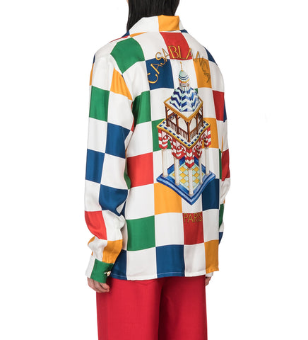 CASABLANCA CUBAN COLLAR LONGSLEEVE SHIRT CASABLANCA PRIMARY CHECK