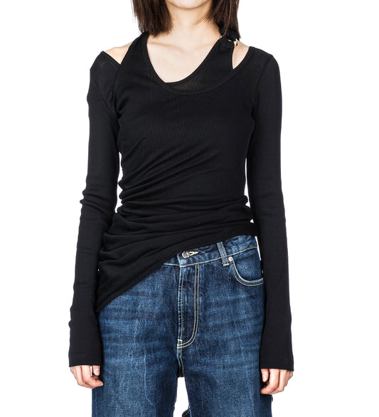 DOUBLE LAYER PIERCING LS TOP BLACK