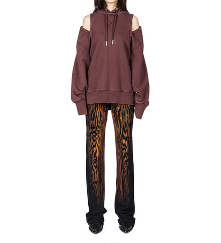 FRENCH TERRY CUT OUT HOODIE BURGUNDY