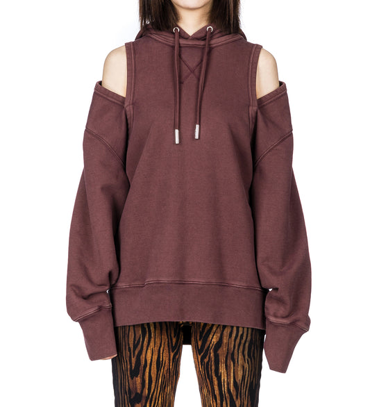 FRENCH TERRY CUT OUT HOODIE BURGUNDY