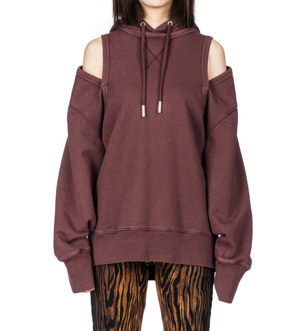 FRENCH TERRY CUT OUT HOODIE BURGUNDY