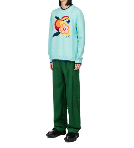 CASABLANCA LE POUVOIR DES FLEURS INTARSIA JUMPER MINT
