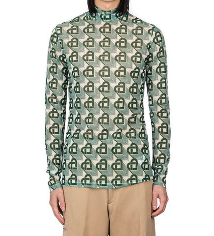 CASABLANCA PRINTED MESH TOP HEART MONOGRAMME GREEN