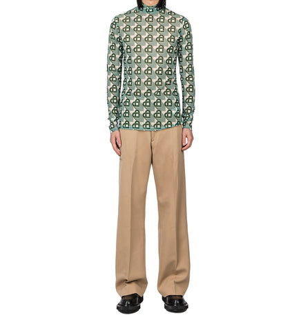 CASABLANCA PRINTED MESH TOP HEART MONOGRAMME GREEN