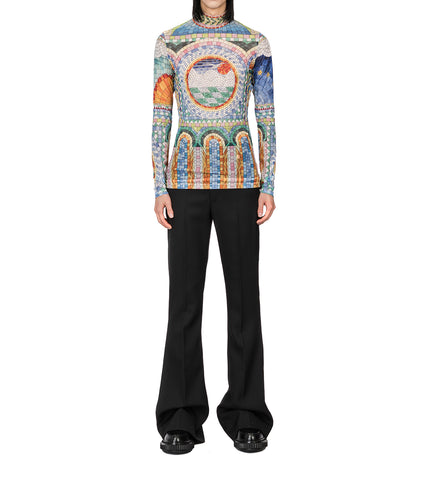 CASABLANCA PRINTED MESH TOP MOSAIC DE DAMAS