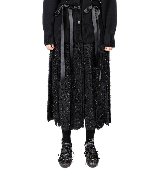 MULTI SLIT FRAY SKIRT BLACK