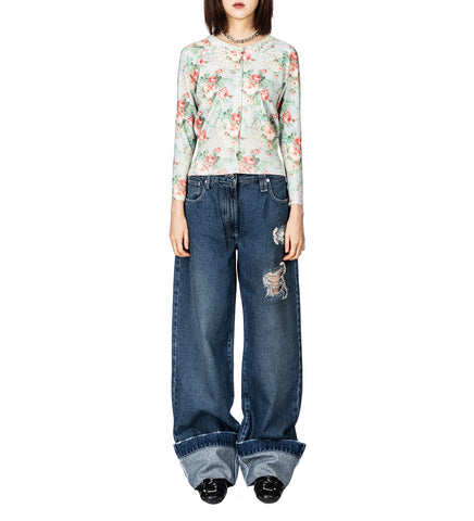 SHRUNKEN FLORAL KNIT CARDIGAN BABY BOUQUET