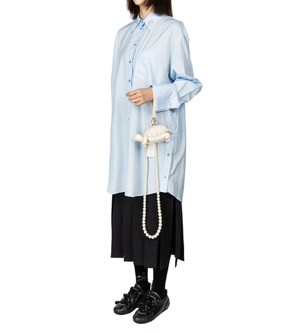 TORTOISE BAG W/PEARL CROSSBODY STRAP CREAM