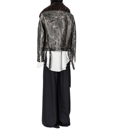 BINUS PERFECTO WITH DETACHABLE SHEARLING COLLAR BLACK/NUDE