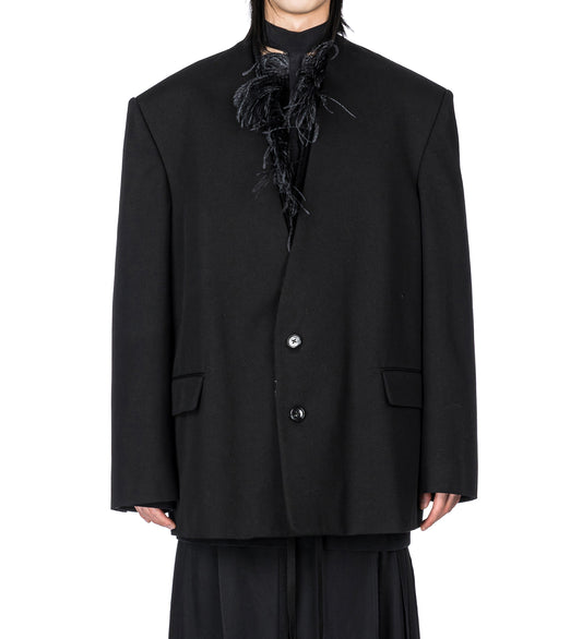 WALID HIGH COMFORT COLLARLESS JACKET BLACK