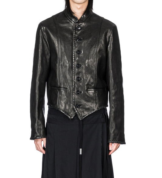 RIKUS COLLAR STAND CROPPED BLOUSON BLACK