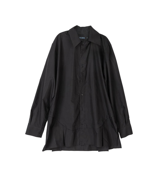 PLEATED DOUBLE SHIRT BLACK