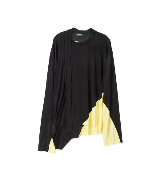 SCARF JERSEY TOP BLACK/YELLOW