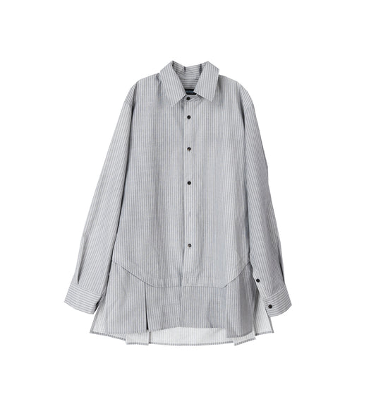 PLEATED DOUBLE STRIPE SHIRT GREY/BLACK