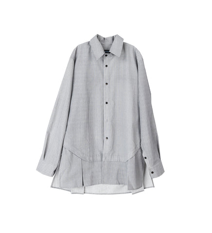 PLEATED DOUBLE STRIPE SHIRT GREY/BLACK