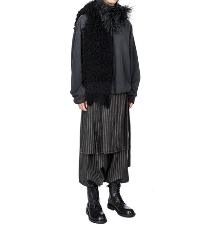 OFKE KNIT SCARF WITH FEATHERS BLACK