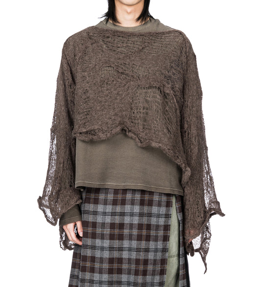 CILIA ASYMMETRIC OFF SHOULDER KNIT SWEATER BEAVER