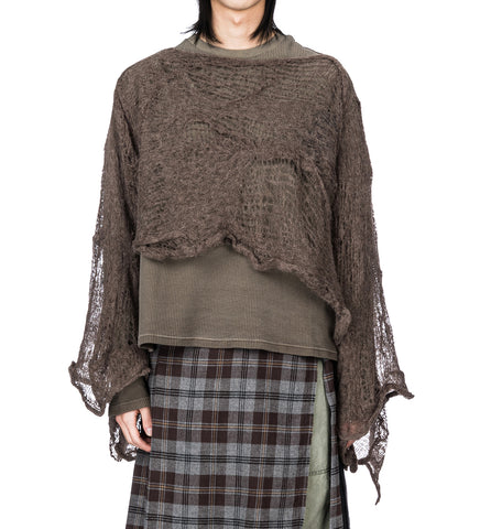 CILIA ASYMMETRIC OFF SHOULDER KNIT SWEATER BEAVER